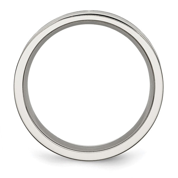 6mm Polished Black Enamel Flat Band in Chisel Titanium