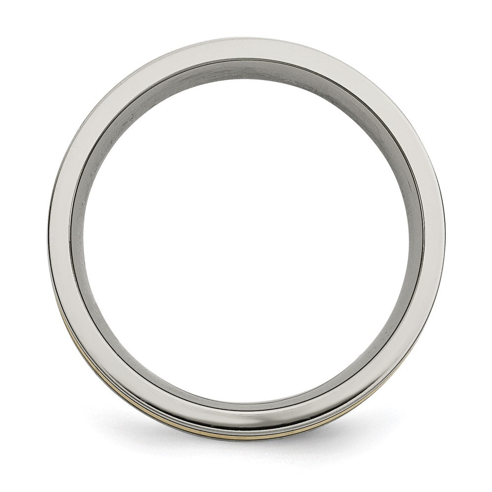 Buy Stylish 7mm Flat Titanium Chisel Band with 14K Gold Inlay - Luxury Design
