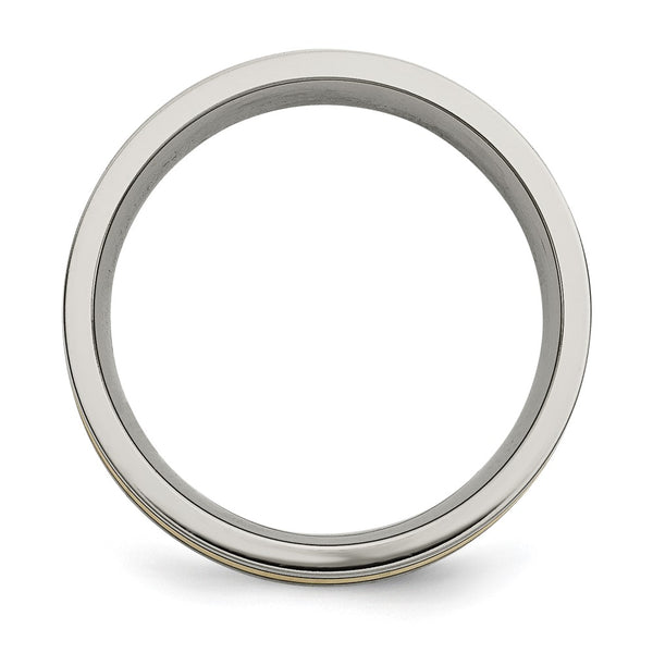 7mm Flat Titanium Chisel Band with 14K Gold Inlay