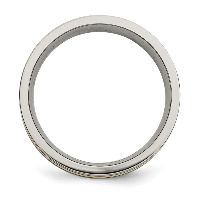 Buy Stylish 7mm Flat Titanium Chisel Band with 14K Gold Inlay - Luxury Design-2