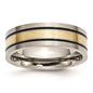 High-Quality 7mm Chiseled Titanium Flat Band with 14K Gold Inlay - Stylish Value-7