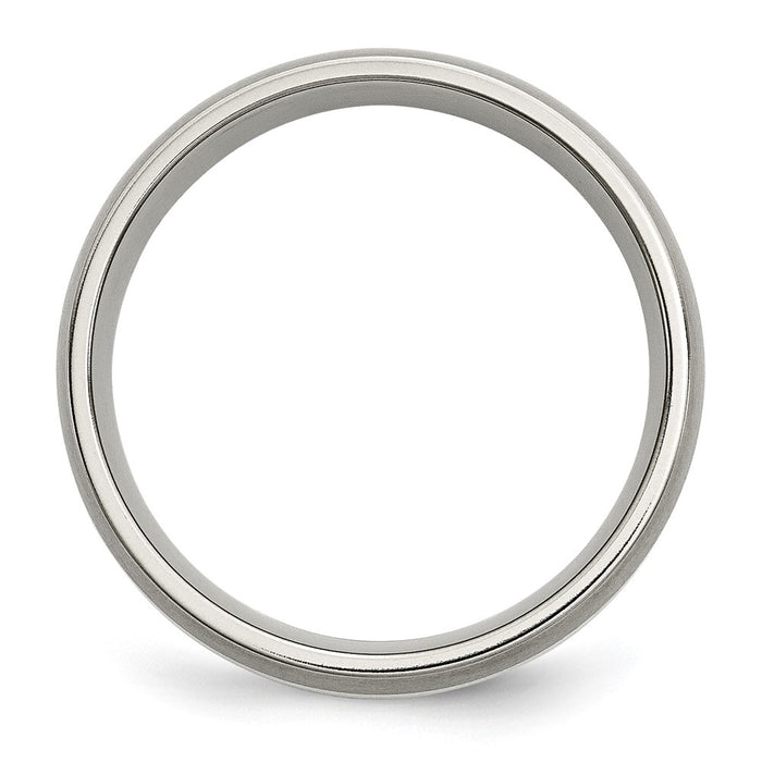 Exclusive Brushed Titanium Chisel Band - 6mm Width with Sterling Silver Inlay-2