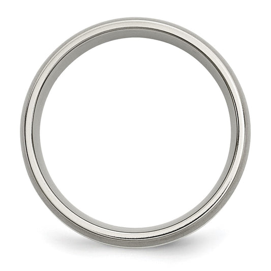 Buy Stylish 6mm Titanium Chisel Band with Silver Inlay - Luxury Finish
