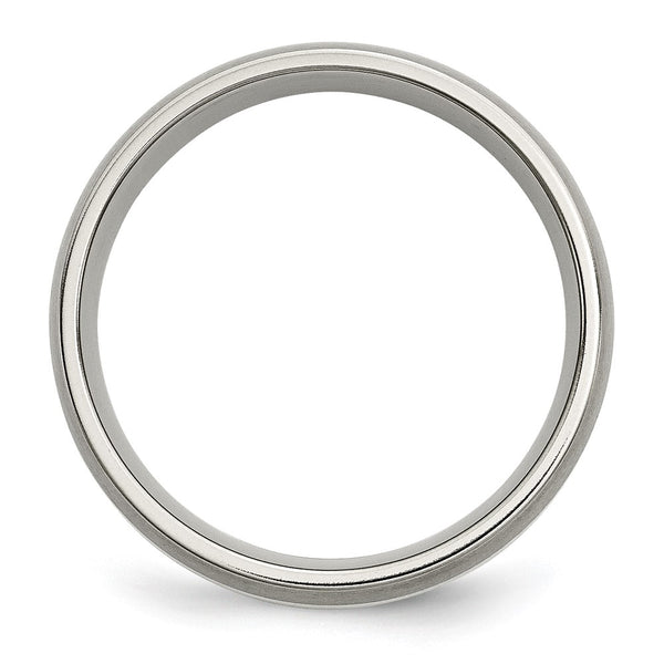 6mm Brushed Titanium Chisel Band with Sterling Silver Inlay - Style GR1-1028444