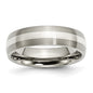 Exclusive Brushed Titanium Chisel Band - 6mm Width with Sterling Silver Inlay-7