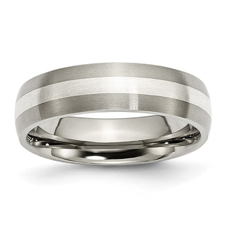 High-Quality Titanium Chisel Band 6mm with Sterling Silver Inlay - Stylish Design