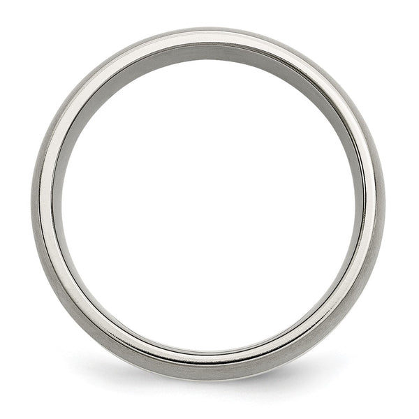 Brushed Titanium Chisel Band - 8mm Sterling Silver Inlay