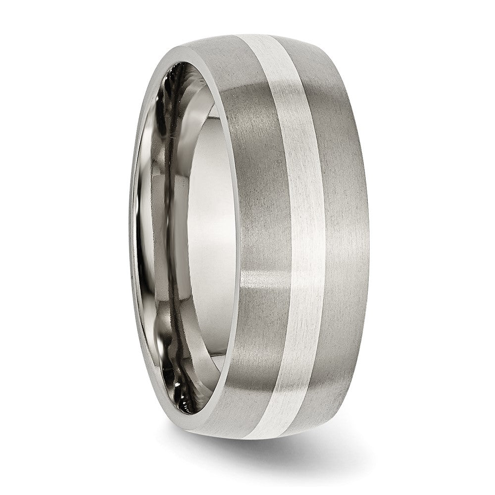 Order Stylish 8mm Titanium Chisel Band with Sterling Silver Inlay - Luxury Design