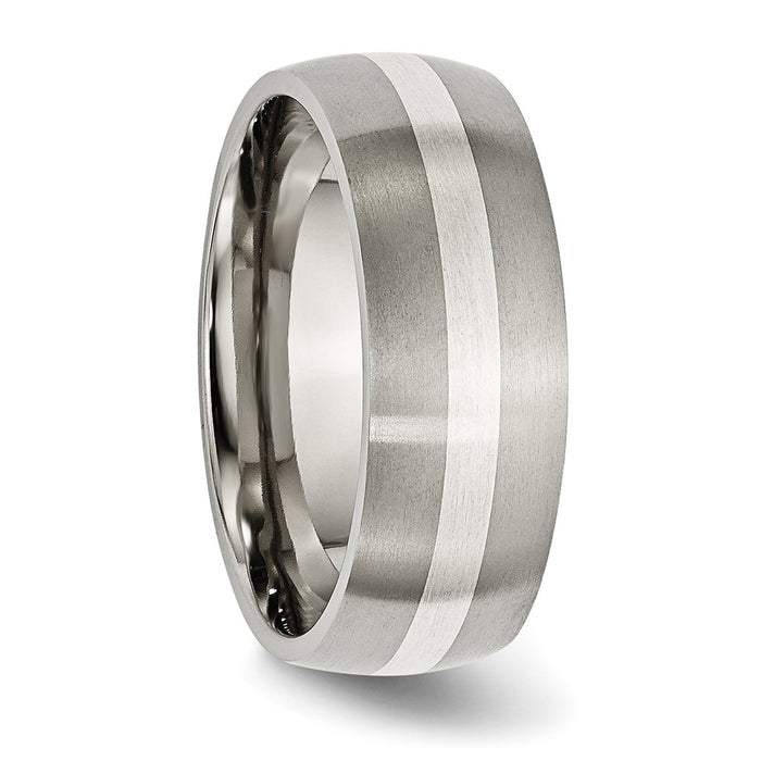 Order Stylish 8mm Titanium Chisel Band with Sterling Silver Inlay - Luxury Design-4