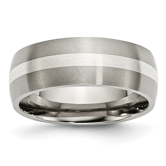 Order Stylish 8mm Titanium Chisel Band with Sterling Silver Inlay - Luxury Design