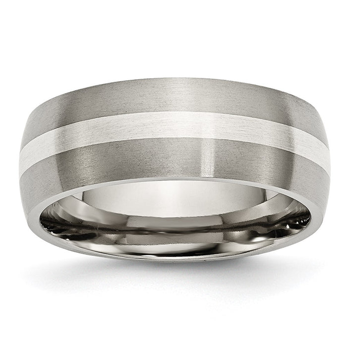 Order Stylish 8mm Titanium Chisel Band with Sterling Silver Inlay - Luxury Design-1