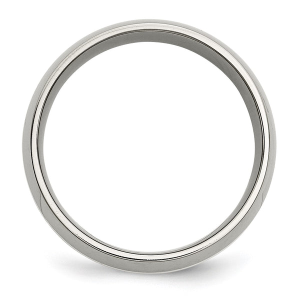 8mm Polished Titanium Chisel Band with Sterling Silver Inlay