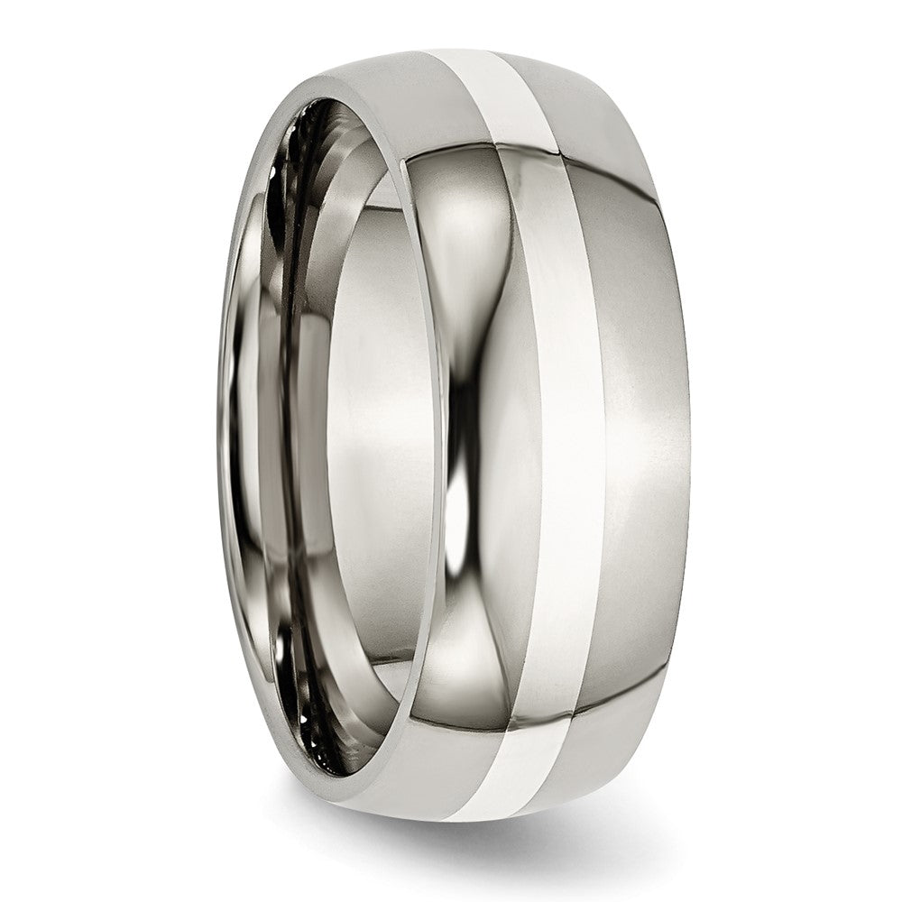 High-Quality 8mm Titanium Chisel Band with Sterling Silver Inlay - Stylish Value