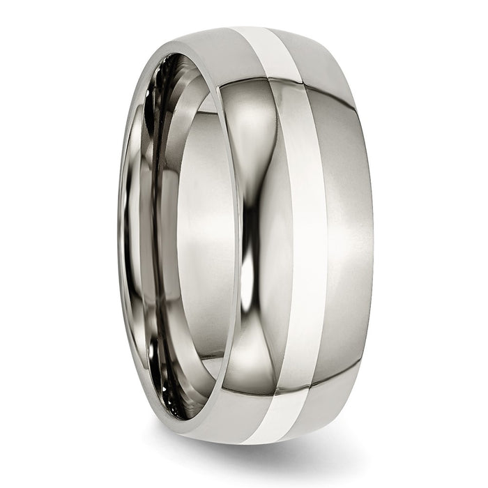 High-Quality 8mm Titanium Chisel Band with Sterling Silver Inlay - Stylish Value-4