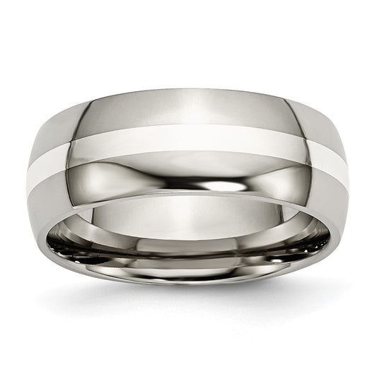 Buy Stylish 8mm Titanium Chisel Band with Sterling Silver Inlay - Luxury Quality
