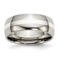 Buy High-Quality 8mm Polished Titanium Chisel Band with Sterling Silver Inlay-5