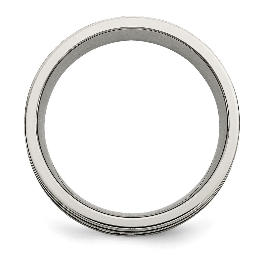 High-Quality 8mm Chiseled Titanium Band with Braided Sterling Silver Inlay