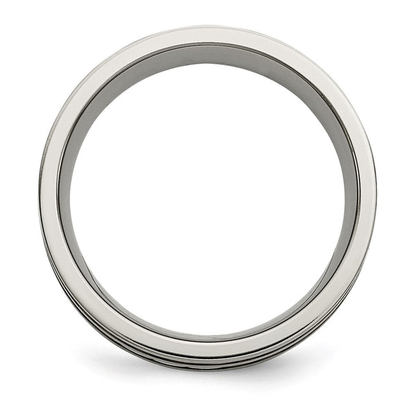 8mm Chiseled Titanium Band with Antiqued Finish & Silver Inlay