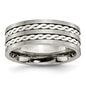 Buy Stylish 8mm Antiqued Titanium Chisel Band with Sterling Silver Inlay-2