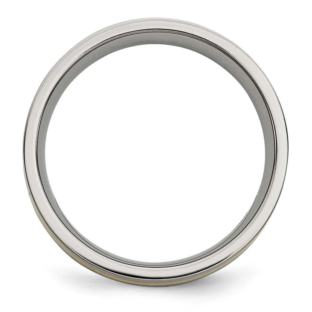 High-Quality Brushed Titanium Chisel Band with 14K Gold Inlay - 6mm Stylish Design
