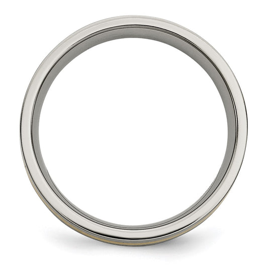 High-Quality Brushed Titanium Chisel Band with 14K Gold Inlay - 6mm Stylish Design