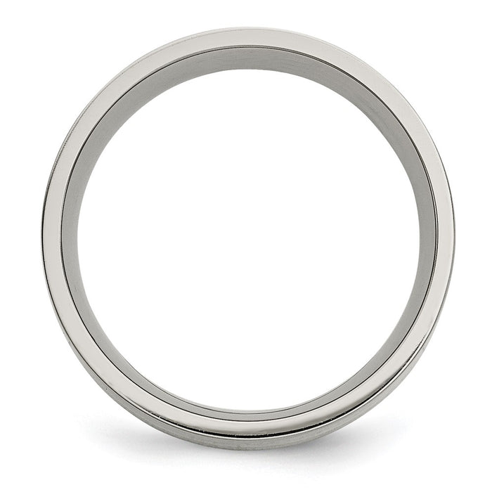 High-Quality 8mm Titanium Brushed Flat Band with 14K Gold Inlay - Stylish Value-2
