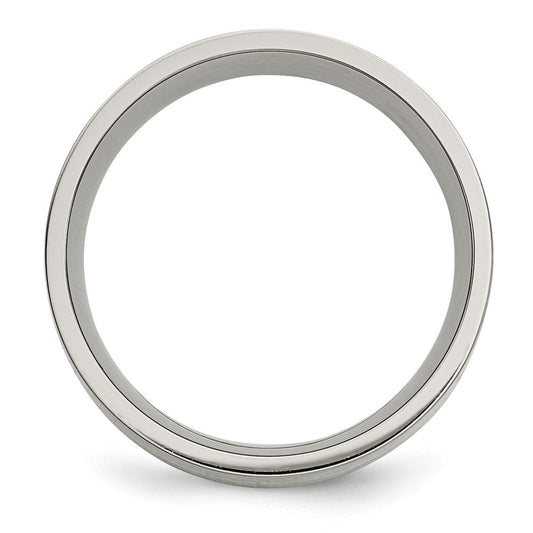 High-Quality 8mm Flat Band in Brushed Titanium & 14K Gold Inlay - Affordable Luxury