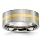 High-Quality 8mm Brushed Titanium Flat Band with 14K Gold Inlay - Stylish Value-5