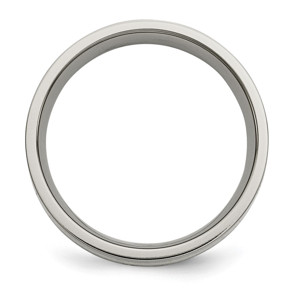 High-Quality Chiseled Titanium Flat Band with 14K Gold Inlay - Stylish 6mm