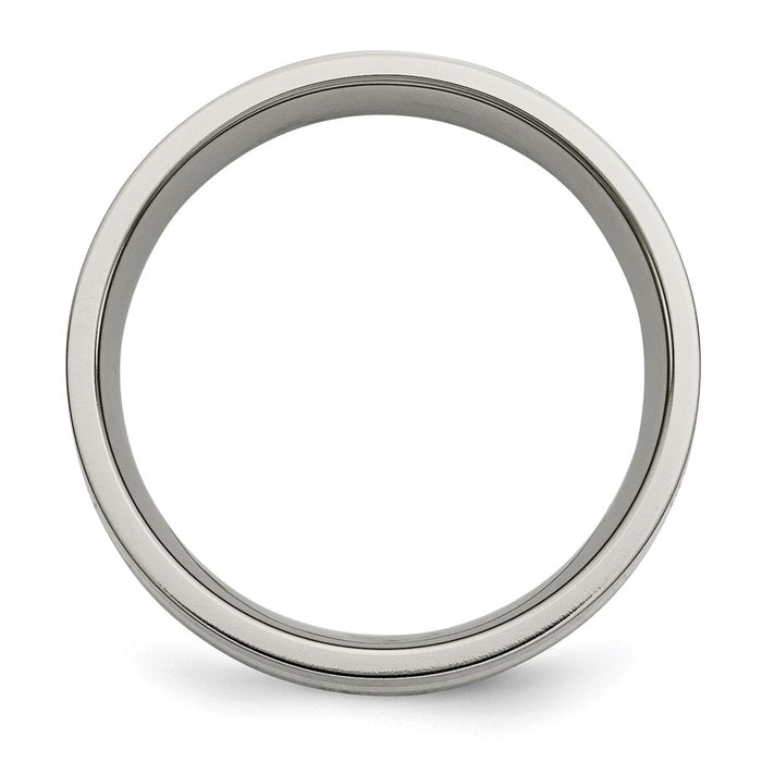 High-Quality Chiseled Titanium Flat Band with 14K Gold Inlay - Stylish 6mm-2