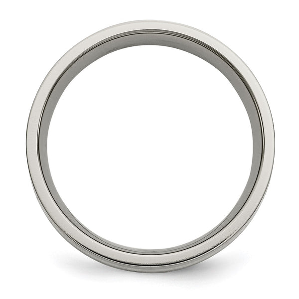 Chiseled Titanium Flat Band with 14K Gold Inlay - 6mm - Style GR1-1028333