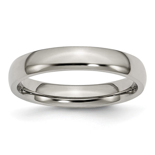 Buy Stylish 4mm Chisel Polished Titanium Half-Round Band - Luxury Value Ring