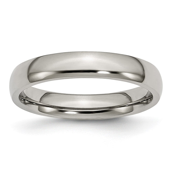 Buy High-Quality 4mm Polished Titanium Half-Round Band | Affordable Luxury Ring-1