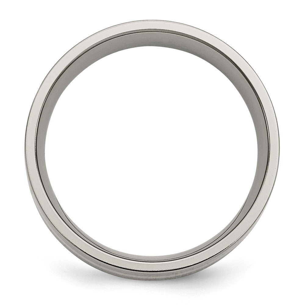Exclusive Chiseled Titanium Flat Band with 14K Gold Inlay - 8mm Luxury Style