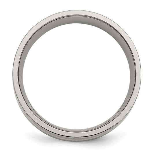 Exclusive Chiseled Titanium Flat Band with 14K Gold Inlay - 8mm Stylish Design
