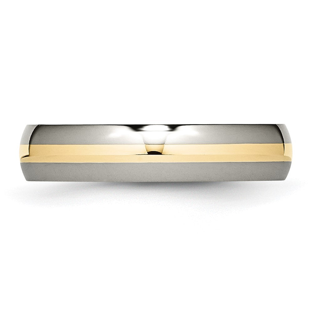 Exclusive Chiseled Titanium Band 5mm with 14K Gold Inlay - Stylish Value!