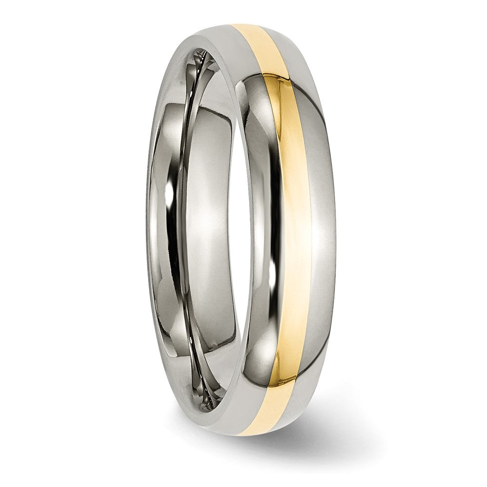 Buy Stylish 5mm Polished Titanium Chisel Band with 14K Gold Inlay
