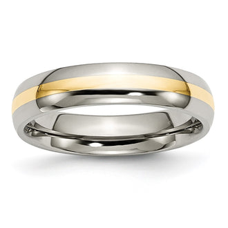 Exclusive Chiseled Titanium Band 5mm with 14K Gold Inlay - Stylish Value
