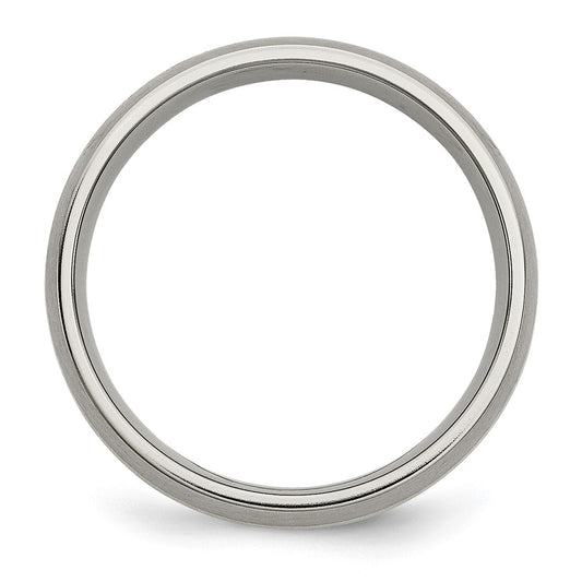 High-Quality Brushed Titanium Chisel Band with 14K Gold Inlay, 6mm Width