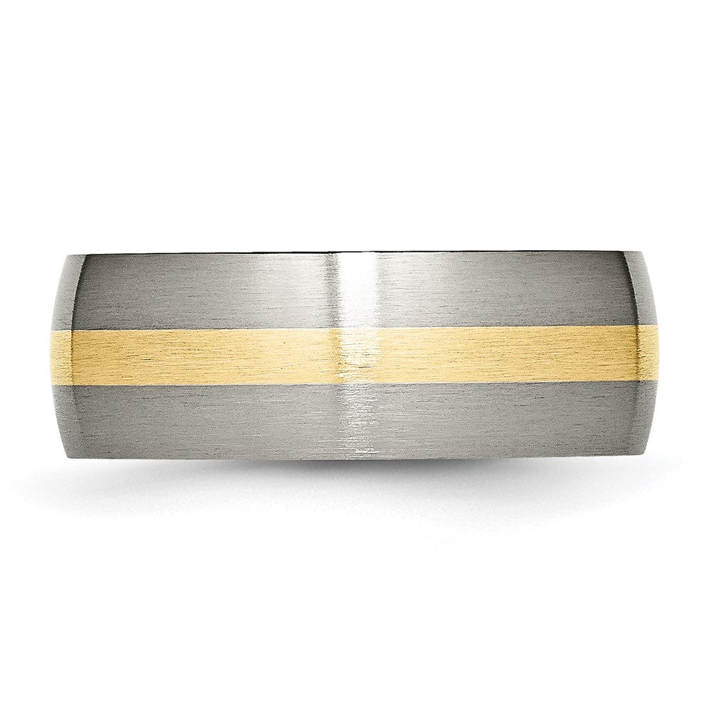 High-Quality 8mm Chiseled Titanium Band with 14K Gold Inlay - Luxury Style