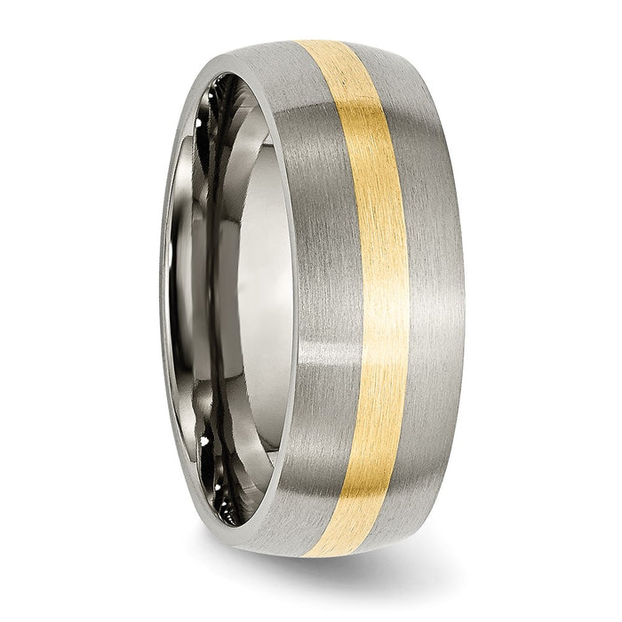 High-Quality 8mm Chisel Titanium Band with 14K Gold Inlay - Stylish Value!-4