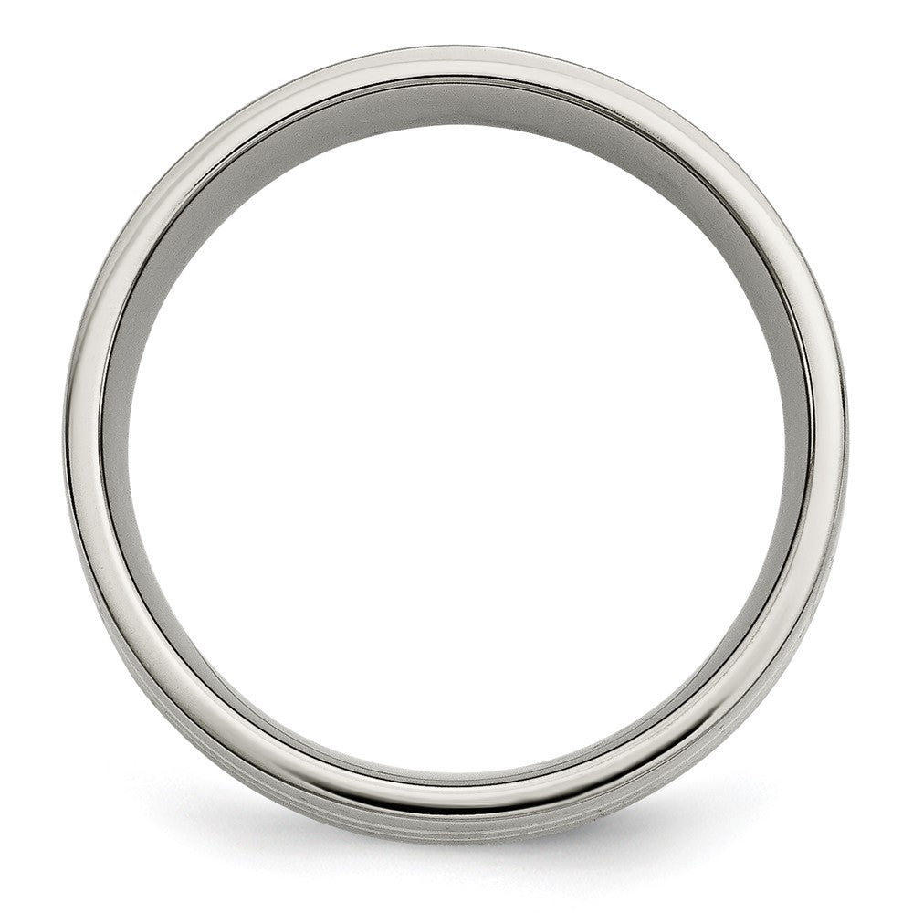 High-Quality Chiseled Titanium Flat Band with 14K Gold Inlay - 8mm Stylish Design