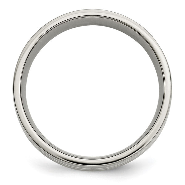 Chiseled Titanium Flat Band with 14K Gold Inlay - 8mm - Style GR1-1028563