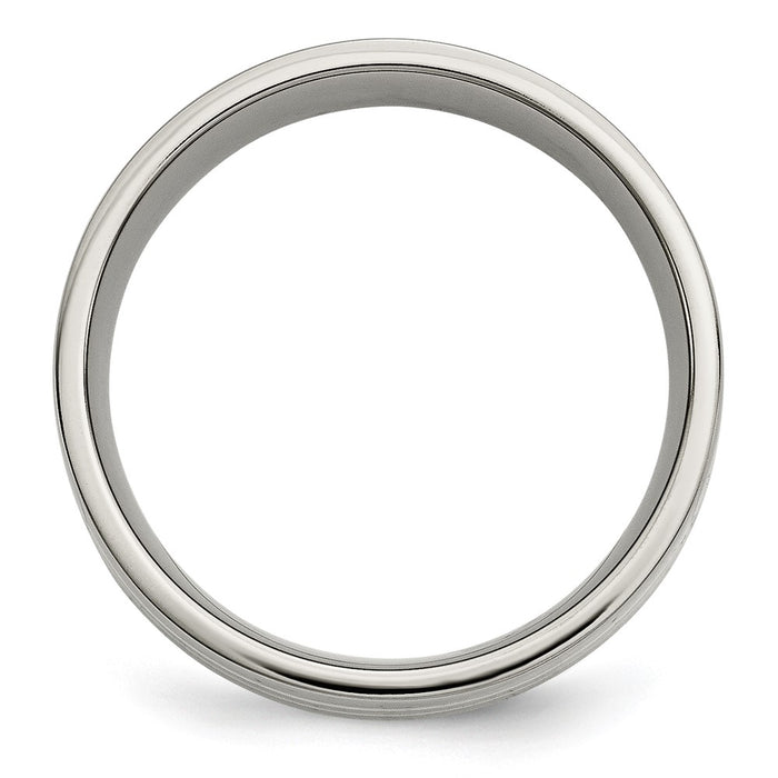 High-Quality Chiseled Titanium Flat Band with 14K Gold Inlay - 8mm Stylish Design-2