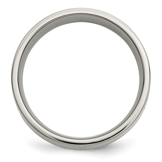 Exclusive Chiseled Titanium Flat Band with 14K Gold Inlay - 8mm Stylish Design
