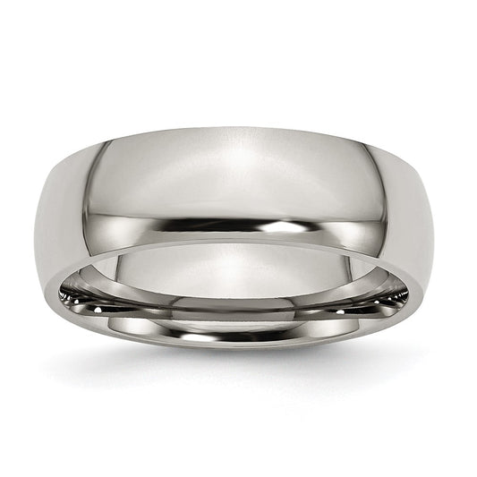Buy High-Quality 7mm Polished Titanium Half-Round Band | Stylish Value Ring