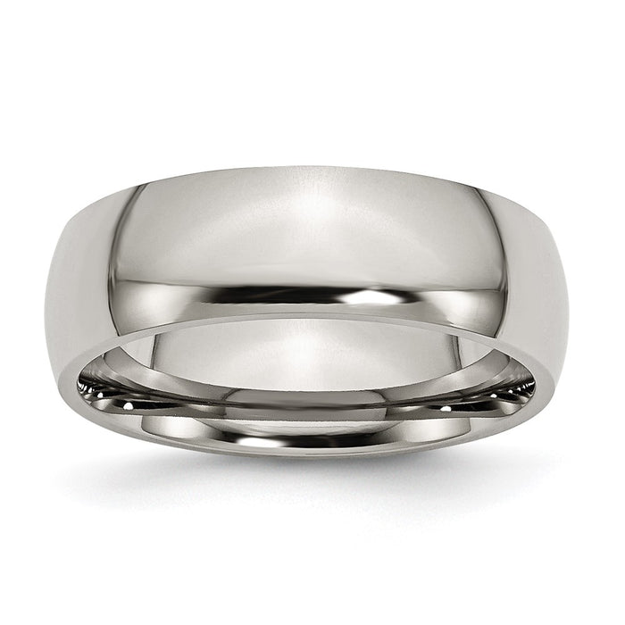 Buy 7mm Polished Titanium Half-Round Band | Stylish & Affordable Quality!-1