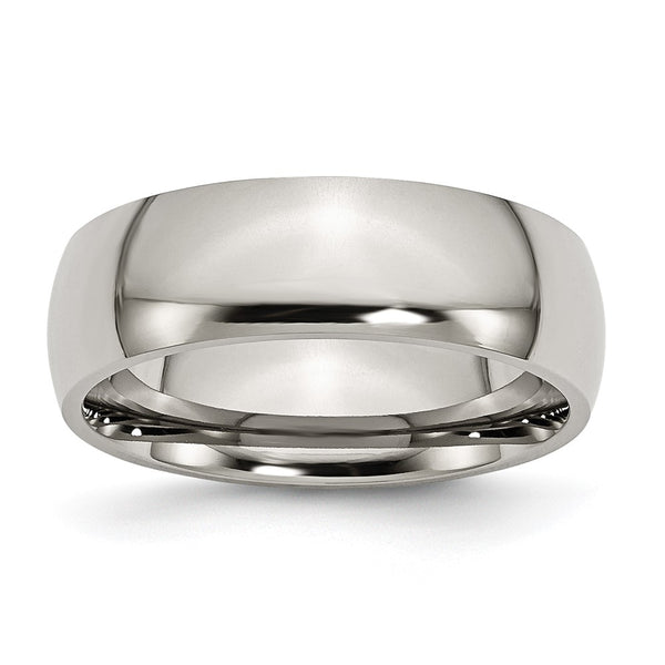 7mm Polished Titanium Half-Round Band