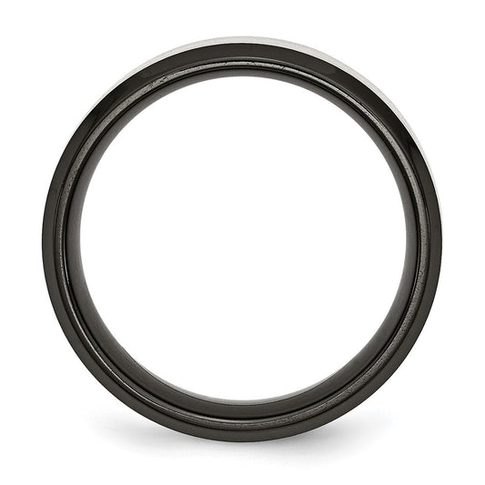 High-Quality 8mm Titanium Chisel Beveled Edge Band - Stylish Black IP Coating