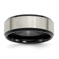 Buy Stylish 8mm Beveled Edge Titanium Chisel Band - Brushed Black IP-Plated-12